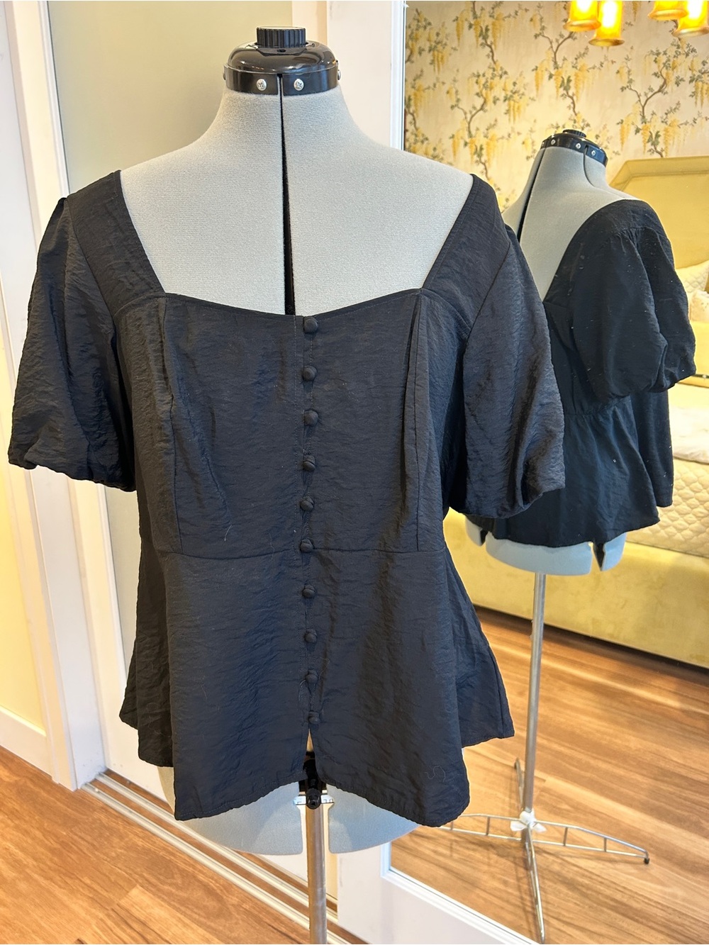 Torrid Black Square-Neck Button Front Women’s Top